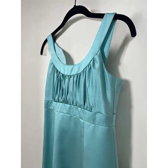 David’s Bridal JB3555 Junior Bridesmaid A-line Gown Pool Blue Aqua Sz 12 - Picture 3 of 10